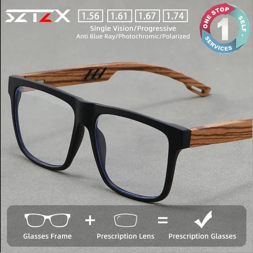 SZTZX Gafas ópticas graduadas para viajeros a la moda, gafas cuadradas Retro para hombres y mujeres, gafas progresivas antiluz azul