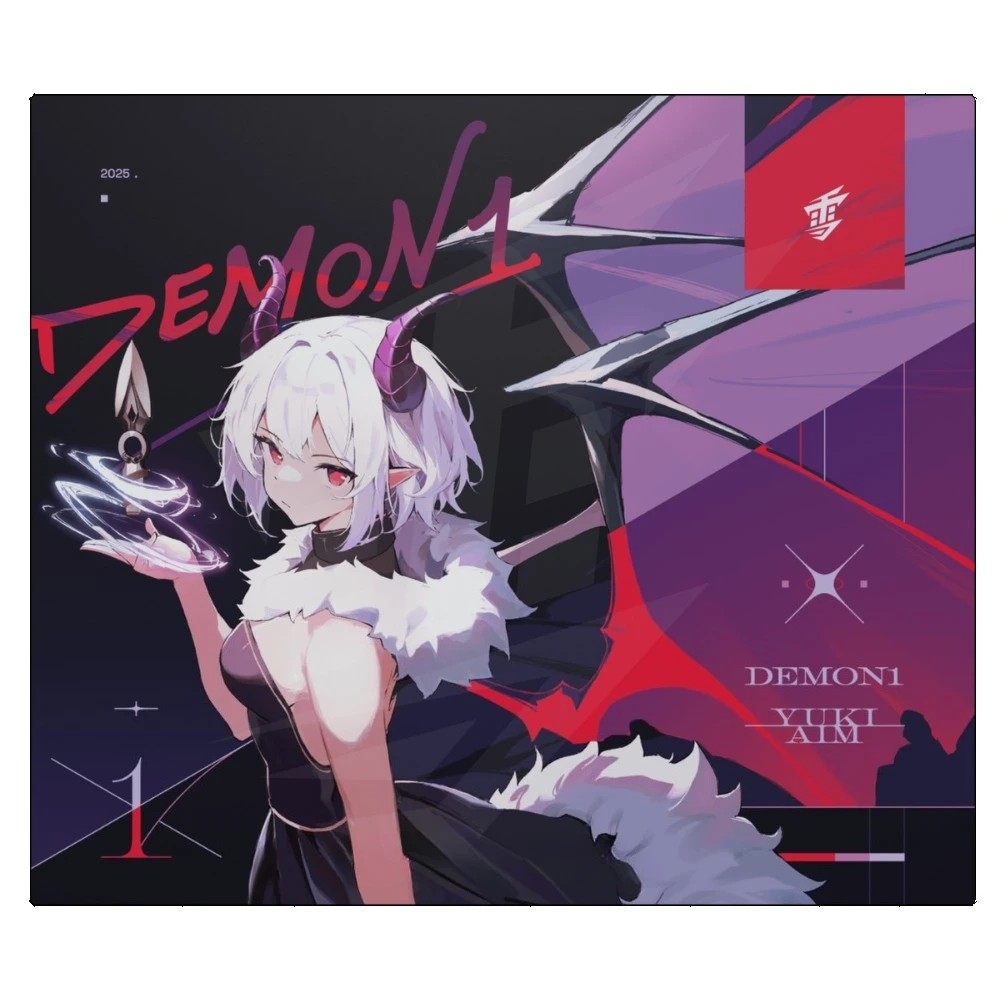 

Yuki Aim x Demon1 Стеклянный игровой коврик для мыши Репродукция Обновленное покрытие Гладкая поверхность Аниме Пользовательский геймер Большой игровой настольный коврик FPS