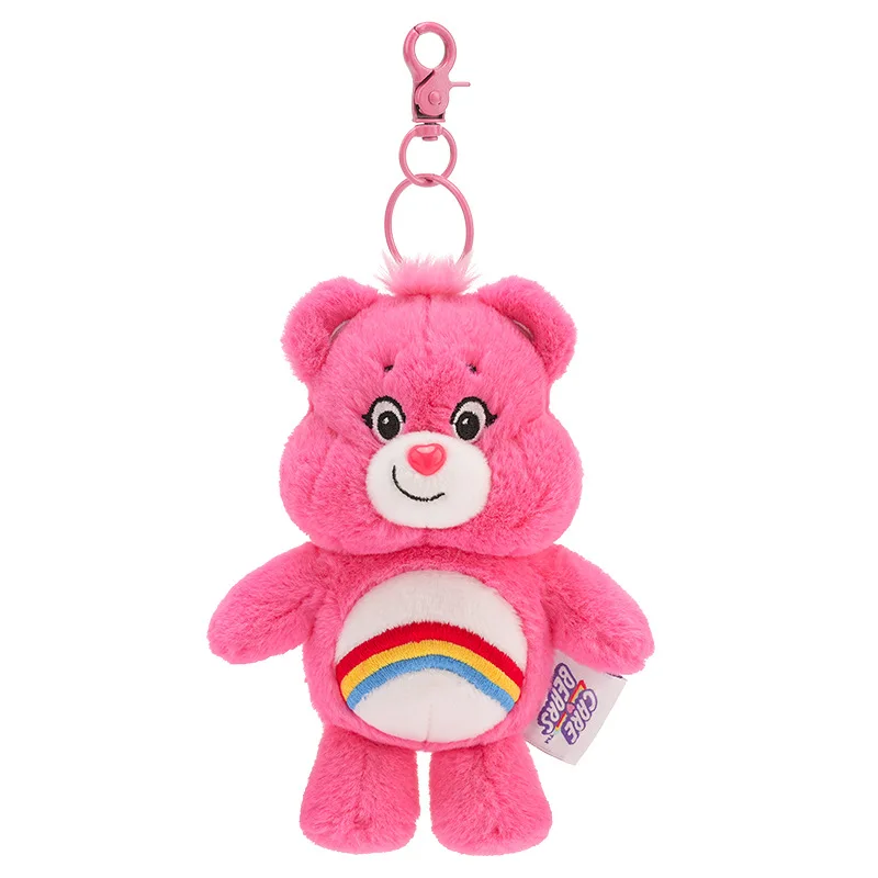 Sanrio Plush Keychain Carebears Rainbow Bear Anime Character, Backpack Pendant with Sound Doll Christmas Birthday Gift