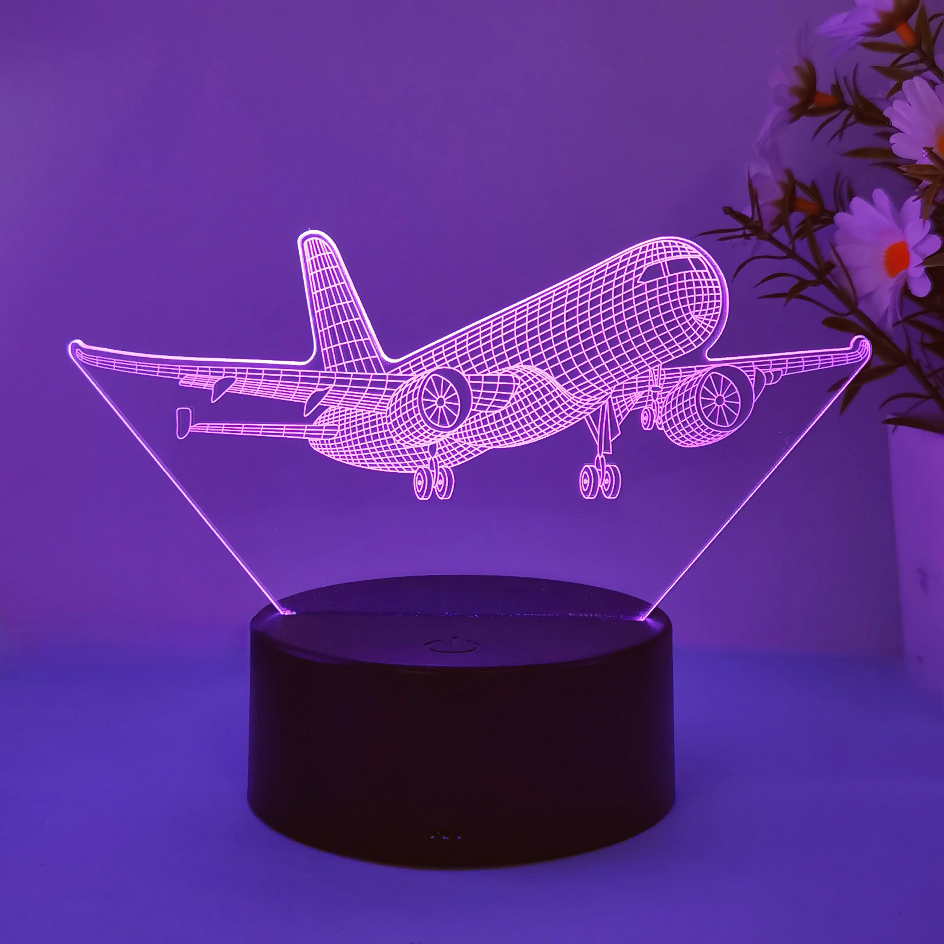 1pc aircraft model 3D night light, USB interface, flying enthusiasts collection of gift table lights, holiday decorative lights.