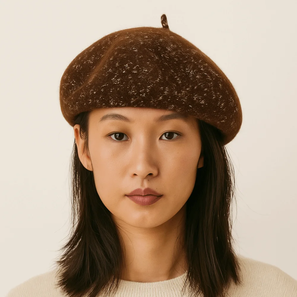 Vintage Wool Women Berets Knitted Elastic British Beanie Hat Korean Style Keep Warm Artist Hat Girls