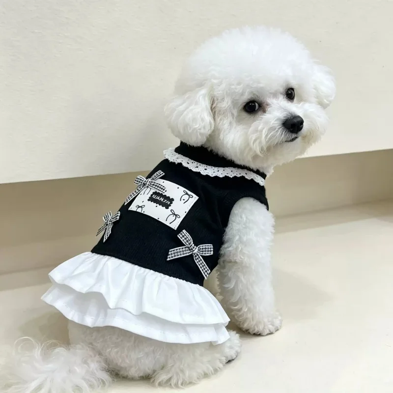 Vestido verano encaje lazo para perros pequeños y gatos Bichón - imagen 5