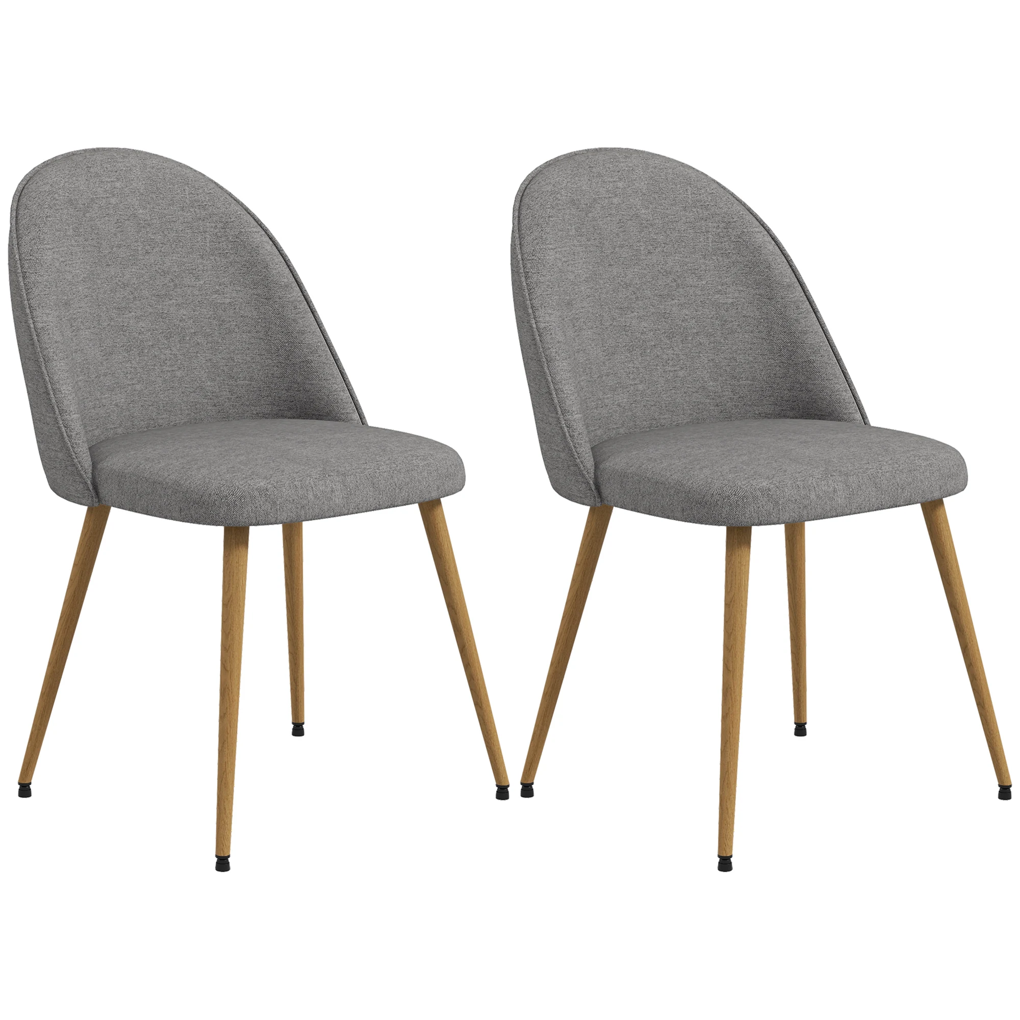 HOMCOM Pack of 2 upholstered linen fabric dining chairs 50x52x83 cm Gray