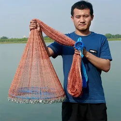Lawaia Hand Cast Net Blue Ring Throwing Fishing Network Multi Strand Braided Cable Casting  Iron Chain Pendant Fishnet