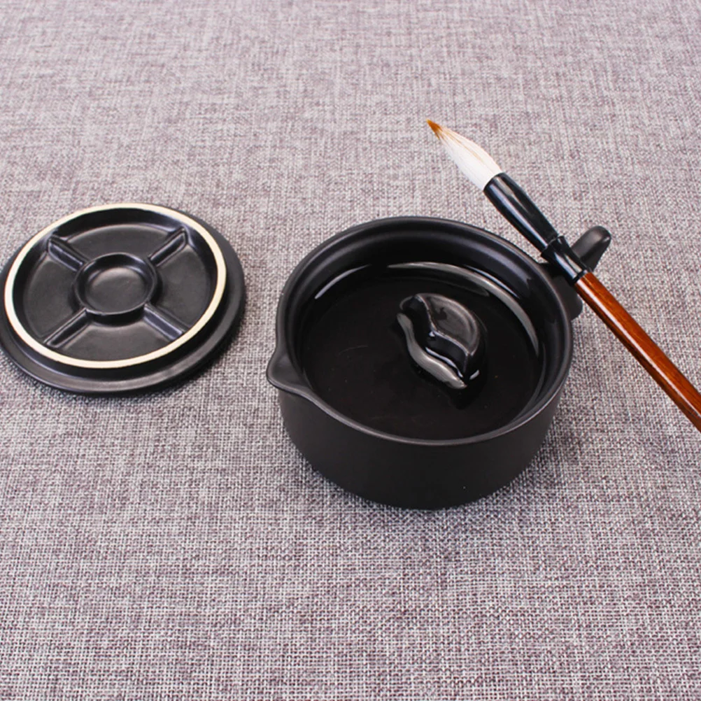 

Traditional Inkslab Ceramic Inkstone for Calligraphy Durable Design Exquisite Workmanship Multifunctional Gift