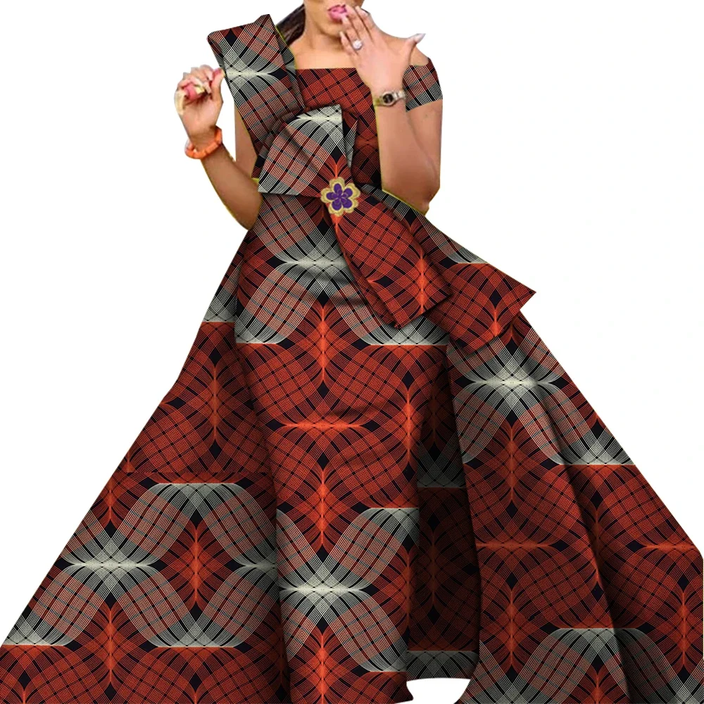 African Dresses for Women Danshiki Traditional Skirt Fashion 100% Cotton Newest Design  Dresses for Wedding  WY4630