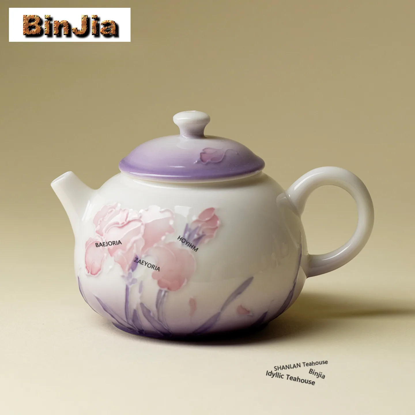 100ml Hand-painted Iris Flower Teapot Creative Tea Infuser Pot Tea Maker Kettle With Strainer Green Tea For Tea Supplies Gifts