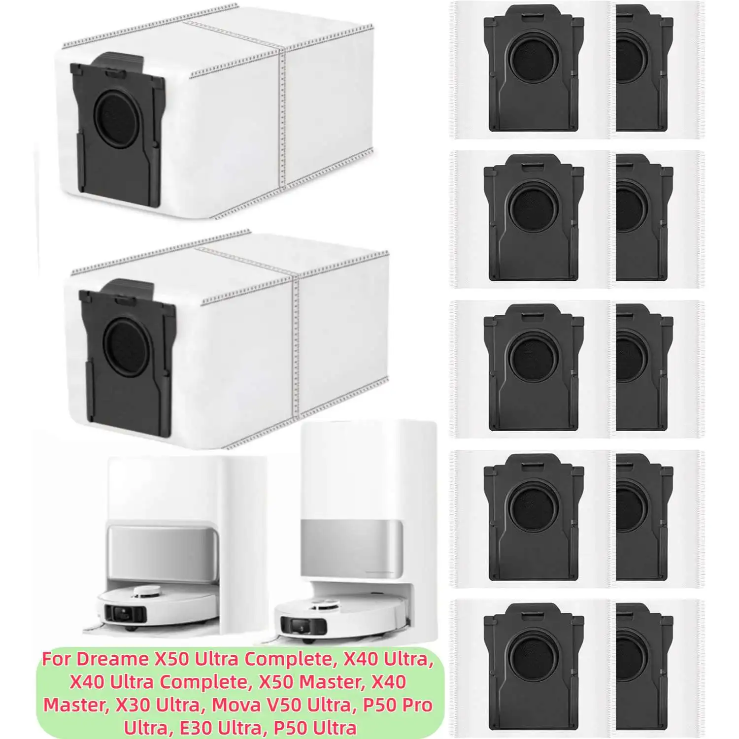 Dust Bags for Dreame Aqua10 X50 X40 L20 L40 Ultra, L50 L40s L10s Pro Ultra, L10s Ultra Gen2, S20 Ultra,Mova V50 Ultra, E30 Ultra