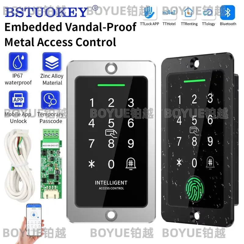 Smart RFID Door Lock IP67 Waterproof Metal Access Control System 13.56MHz Attendance Machine TTLOCK App Remote Unlock Gateway