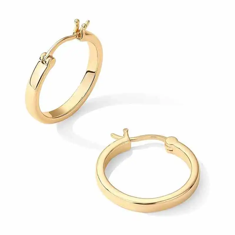 

TOUB015 14K Gold Plated 925 Sterling Silver Post Lightweight Hoops | 20mm - 30mm Earring | Gold Hoop Earrings for Women