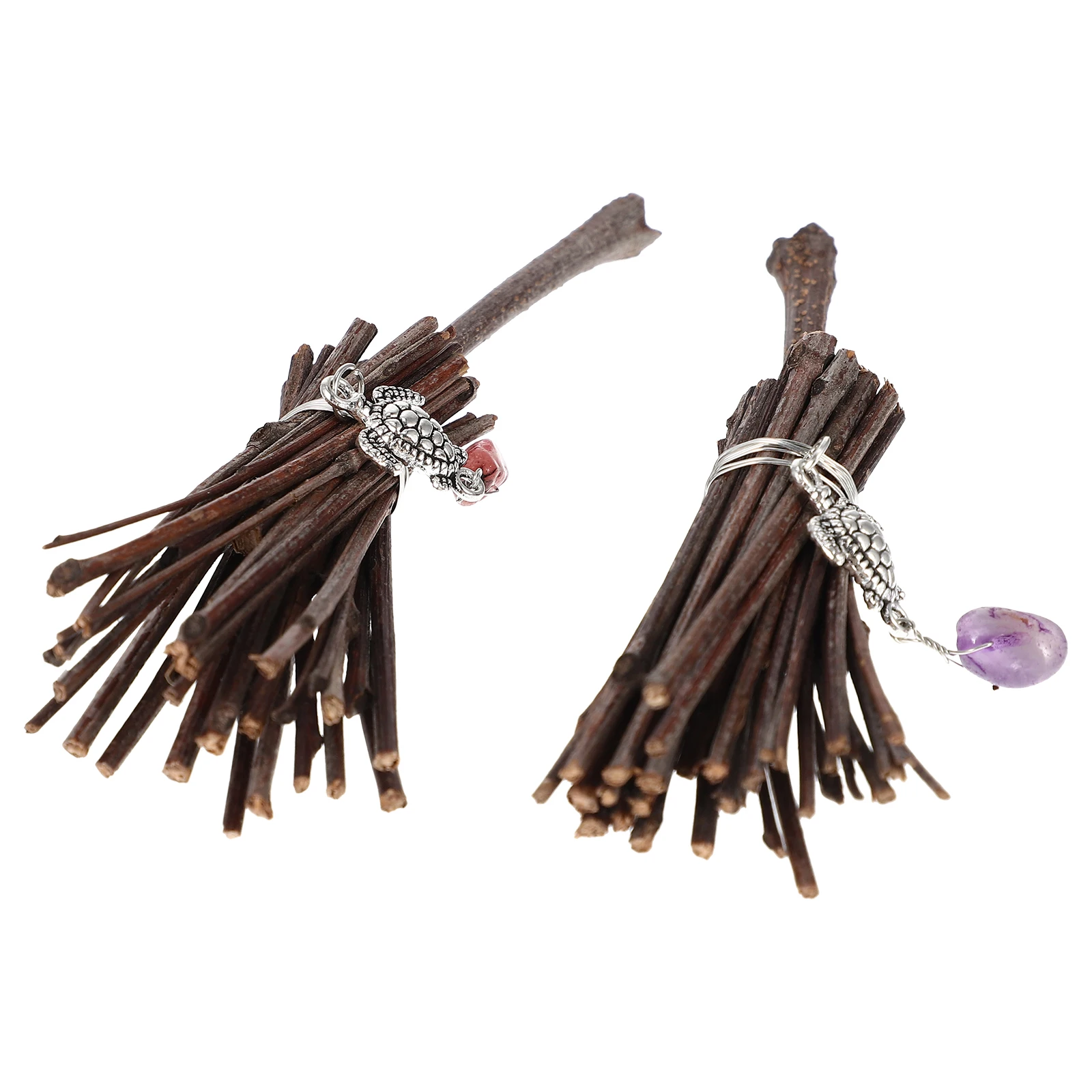 

2 Pcs Manual Mini Broom Pendant Toddler Witch Decor Decoration Branch Decorative