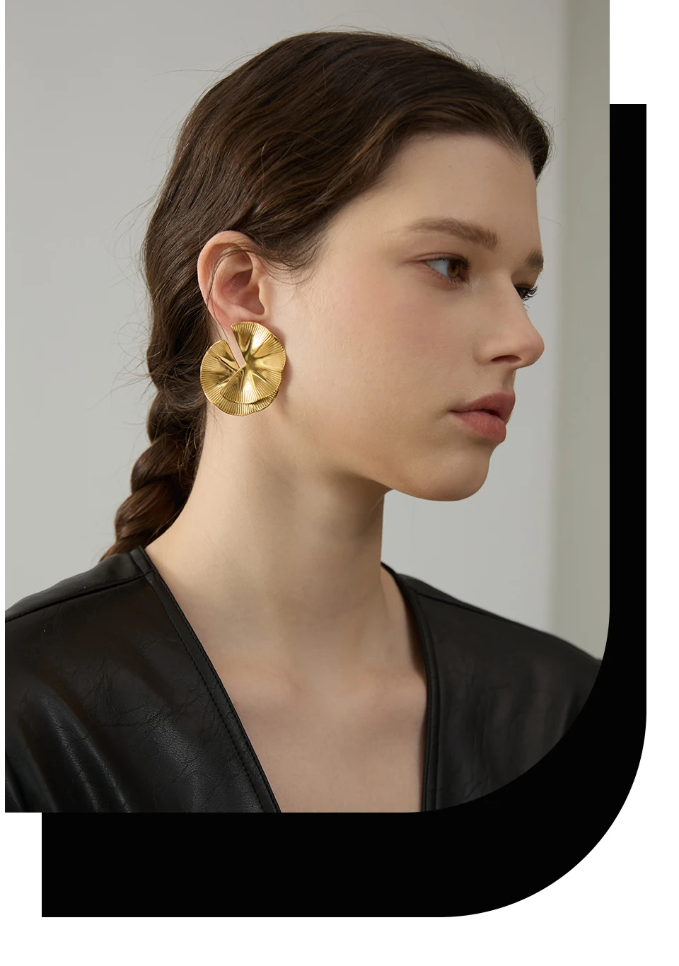 Yhpup Creative Stainless Steel Metal Flower Big Stud Earrings Fashion Attractive Statement Jewelry Women Personality Gift