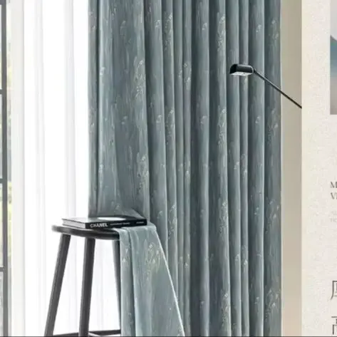Landscape Jacquard High-precision New Chinese Style High Shading Light Luxury Gilt High-end and Elegant Blackout Curtain Fashion