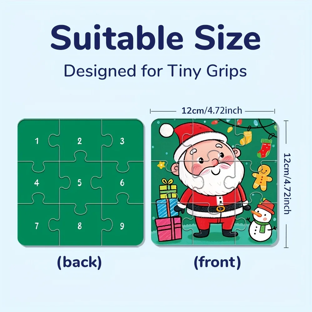 4-in-1 Christmas Jigsaw Puzzle for Kids Santa Claus Snowman Christmas Tree Elk Toddlers Stocking Stuffers Toys Xmas Party Favors