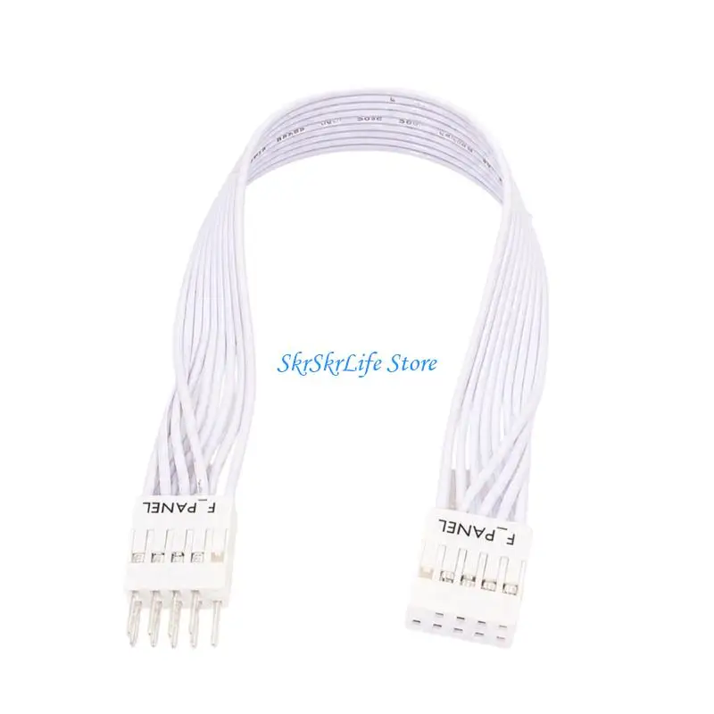 E65E Flat F_PANEL Front-Panel Cable Extension, 9-Pin Male-to-Female Cord for Desktop Computer Repair and Cable Routing