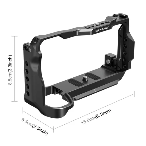 Imagen 2 del producto PULUZ para Sony A6700 plataforma estabilizadora de jaula de cámara de Metal aleación de aluminio con orificios para tornillos 1/4 y 3/8 para Sony A6700