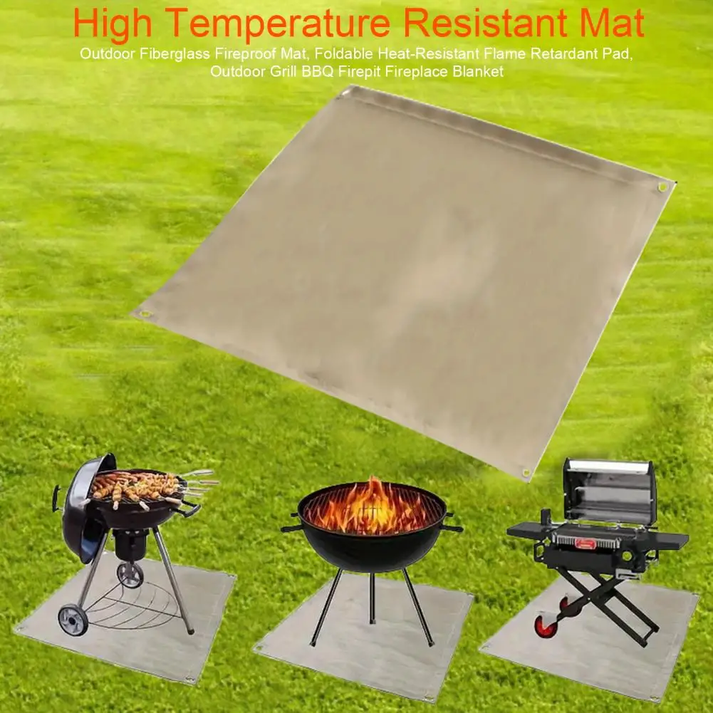 Outdoor Fireproof Mat Outdoor Fiberglass Fireproof Mat Foldable Heat-resistant Flame Pad Bbq Grill Firepit Safety Blanket Heat