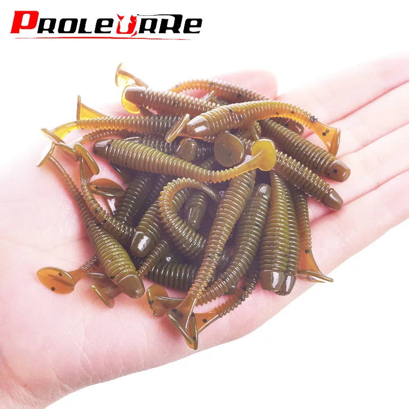 Jig Wobblers Señuelo de Silicona 5cm Gusano Cebo Suave Cola Espiral