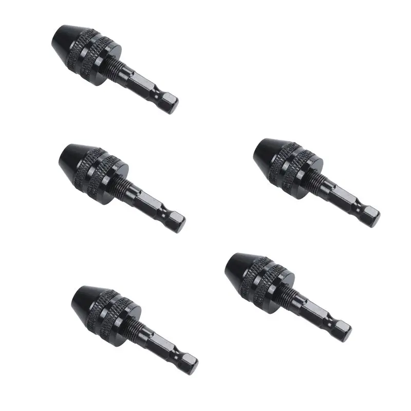 

A84E-5Pcs 0.3-3.6Mm Keyless Drill Chuck Screwdriver Impact Driver Adaptor 1/4 Inch Shank Drill Black