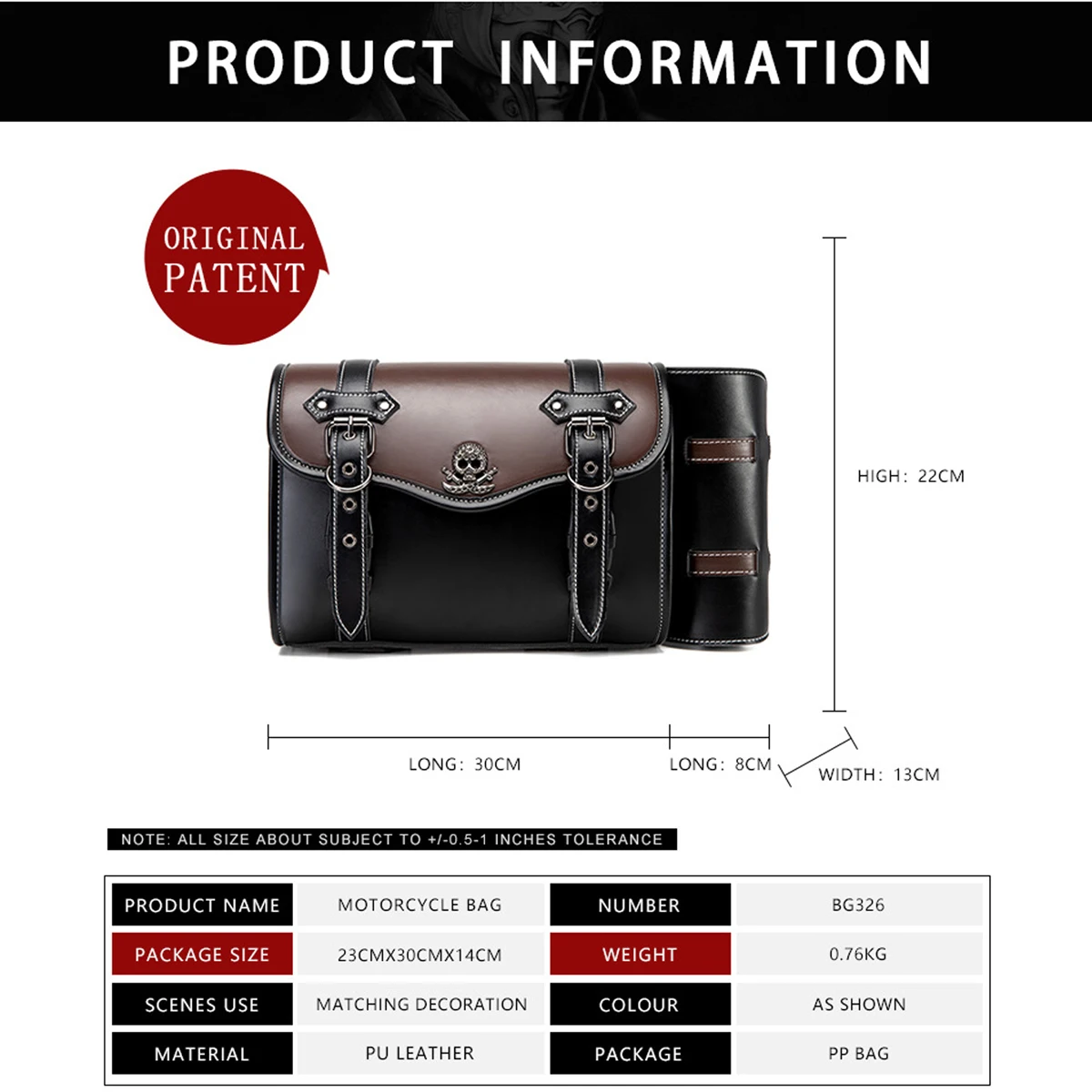 1PCS High Quality PU Motorcycle Accessories Modified Side Luggage Large Capacity Punk Knight Motorcycle Flip Hanging Bag