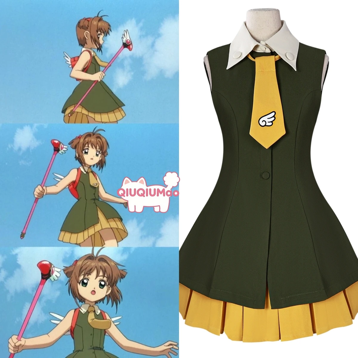 

Cardcaptor Sakura Cosplay Hong Kong Movie Costume Anime Role Playing Clothes Sakura Casual Outfit for Women Comic Con Party Set