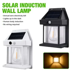 Tungsten Solar Bulb Wall Light, Lâmpadas de varanda ao ar livre, Luzes indutivas da parede, Garden Home Decoration