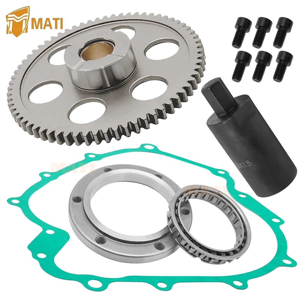 

Starter Starting Clutch One Way Gear Bearing Gasket Flywheel Puller Kit for 2002-2023 Yamaha Rhino 660 2004-2007 Grizzly 660