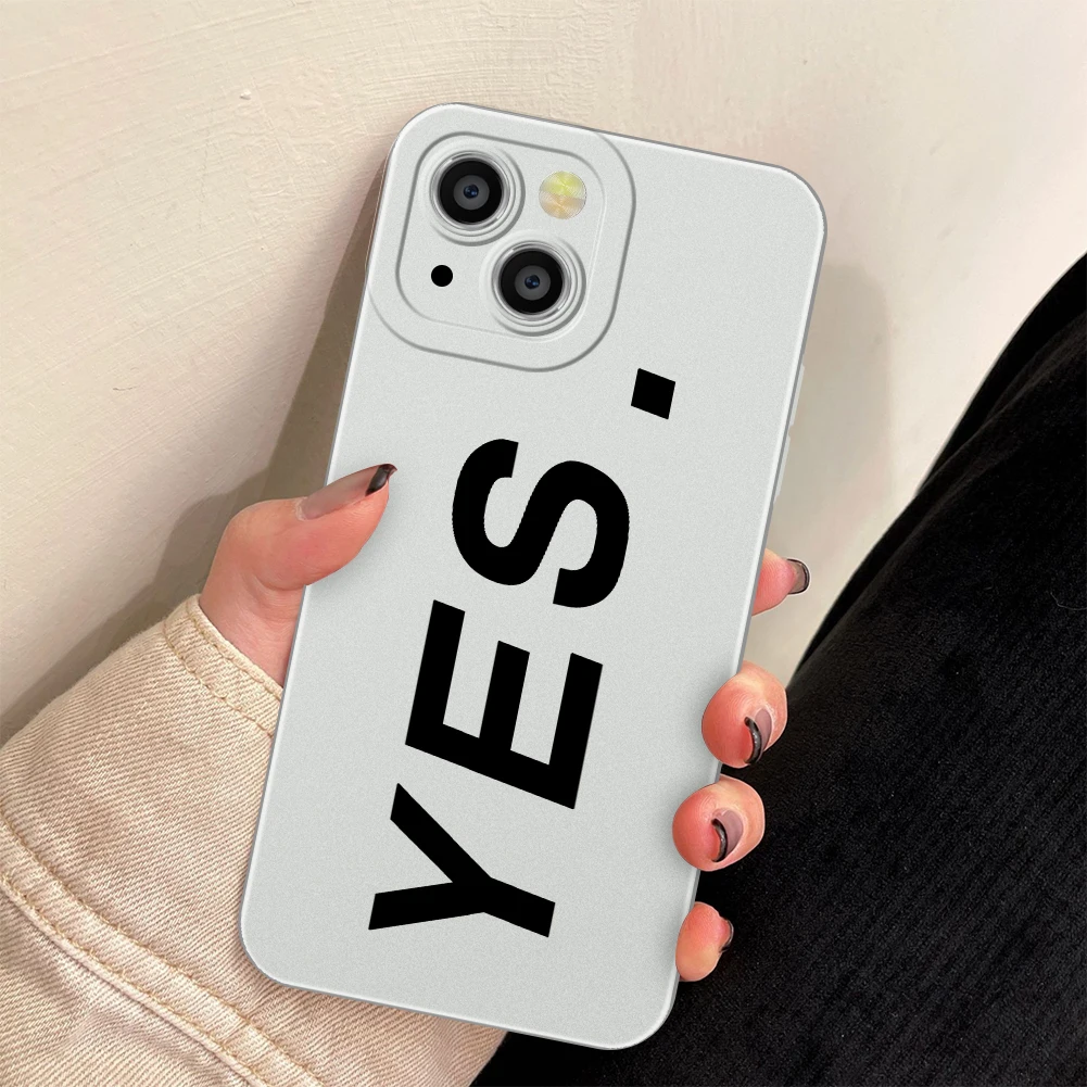 Yes Hello Solid Simple Phone Case For IPhone6 7 11 12 13 14 15 Pro PLUS MAX MINI XR X XS Electroplating Frosted Fashion Cover