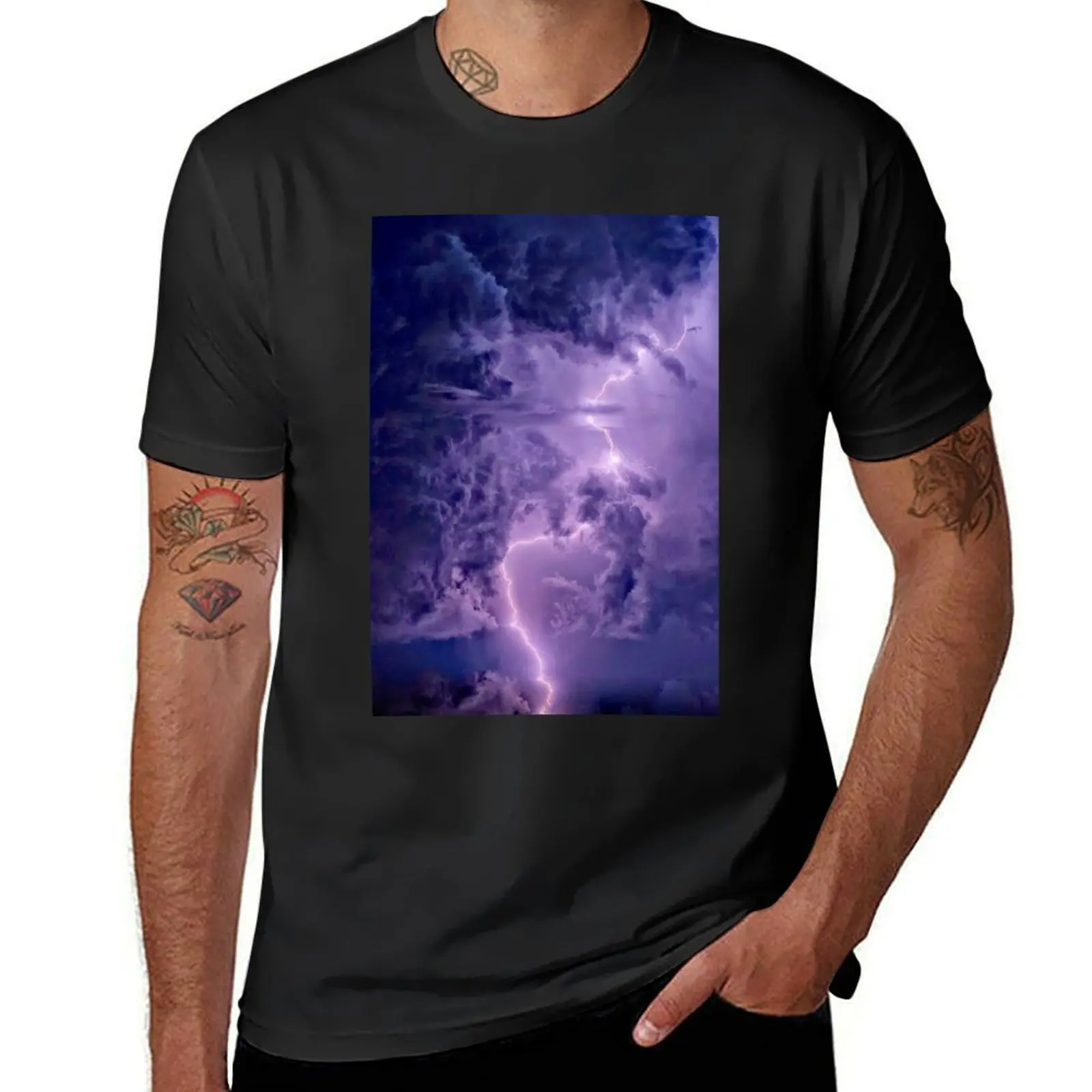 Lightning in Purple Sky | Thunderbolt power T-Shirt boys animal print heavyweights oversizeds mens clothes