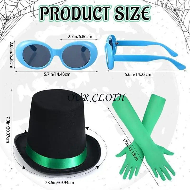 Book Movie Character Cosplay Costume 3Pcs Green Halloween Costume Accessories Y1AC