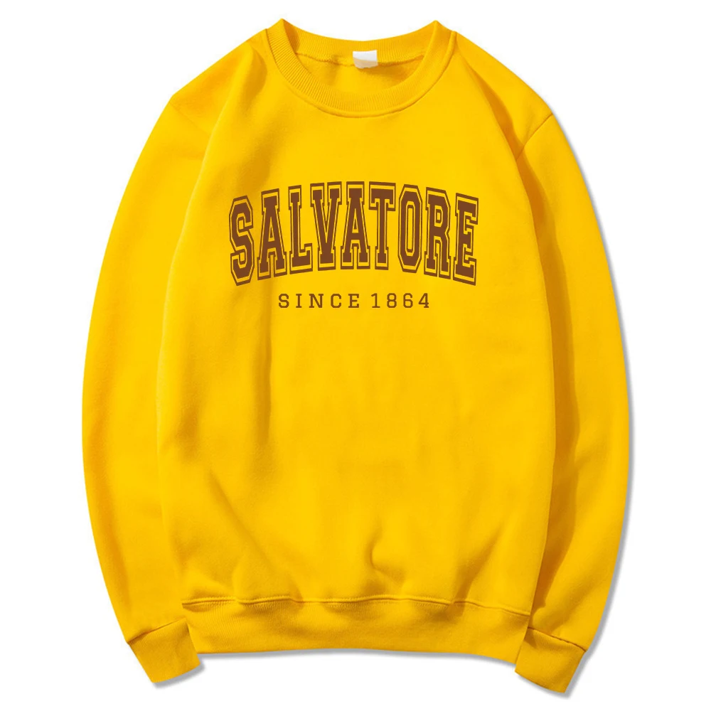 Salvatore Since1864-Sweat-Shirt à Capuche Vintage à Col Ras du Cou, Vêtement à Motif de Mystic Falls, Vampire Diaries, Pull TVD Damon Stefan, GérTop