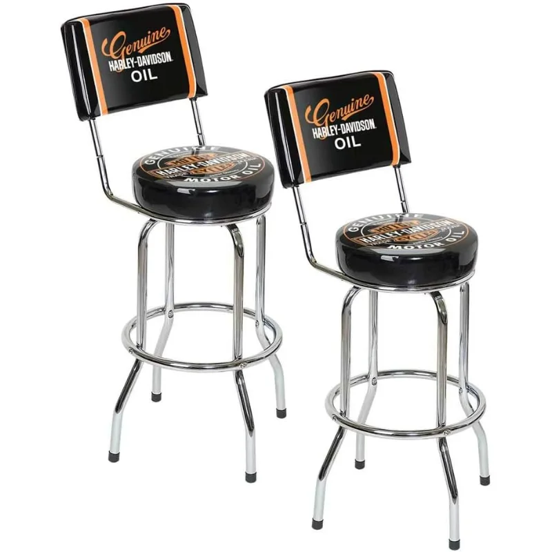 Genuine Oil Can Bar Stool W/Backrest Hdl-12203 Pack Of 2 Stools