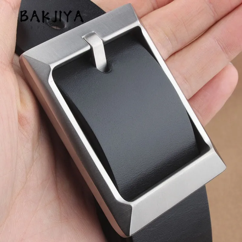 

New Pure Titanium Buckle 38mm Men Genuine Leather Casual Pin Buckles Top-Grain Cowhide Belt Lightweight Anti Allergy Waist Band