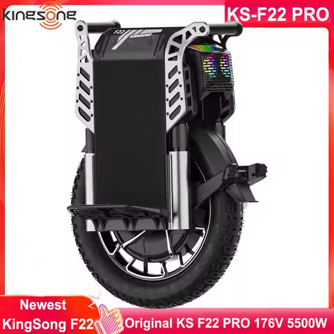 Newest KingSong F22 Pro 176V 3108Wh 50S Battery 5500W Motor 130+ km/h Idle Speed 100mm Travel Suspension 2.75-14 Tire Unicycle