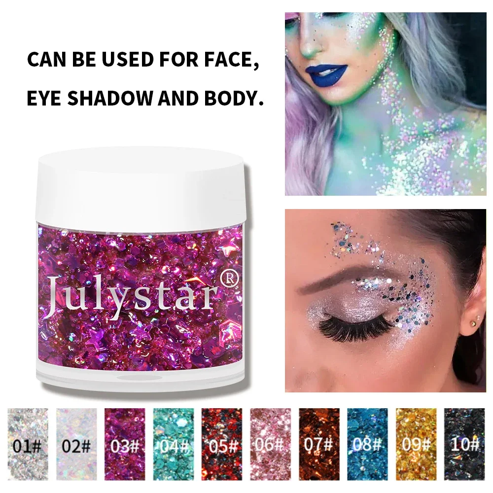 10-Farben-Glitzer-Lidschatten für Gesicht und Augen, Glitzer-Lidschatten-Palette, professionelles koreanisches Make-up, Pailletten, schimmernde, helle Lidschatten-Palette