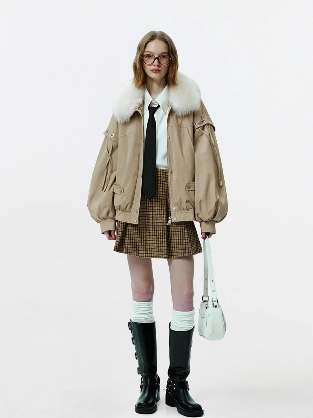 

Зимняя утепленная женская парка AHMI с меховым воротником, съемным хлопковым наполнителем, короткая верхняя одежда для девочек, на молнии