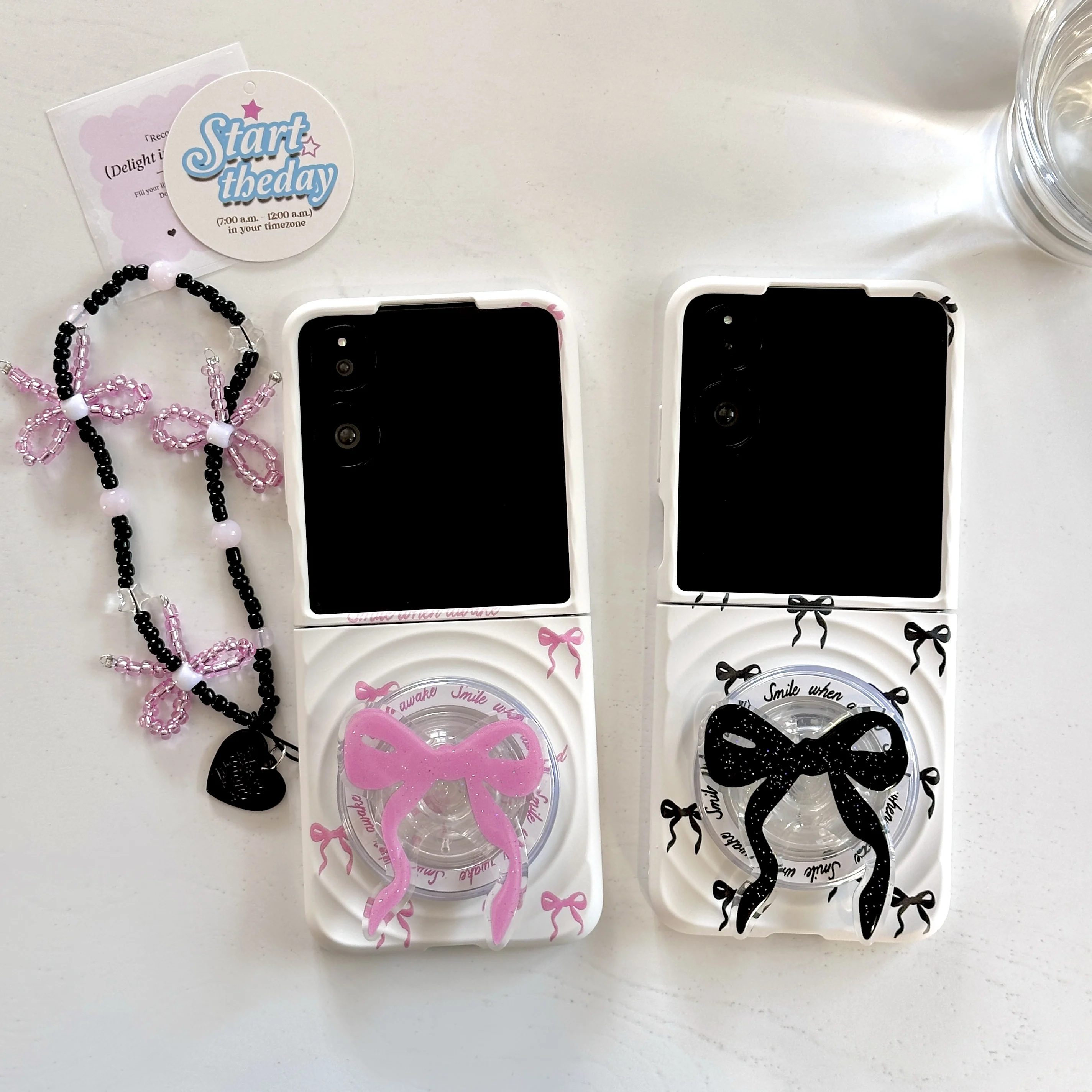 

Back Cover For Xiaomi Mix Flip 1 2 Case Big Bowknot Magnetic Attraction Bracket Bracelet Chain Hard Pc Shockproof Phone Case