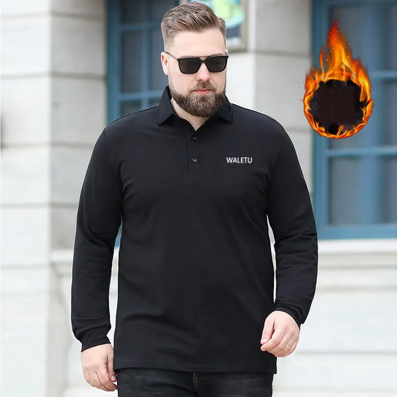 Autumn winter plus size 10XL 9XL 8XL Men shirt long sleeve fleece warm tees underwear thick loose big size office tops 52