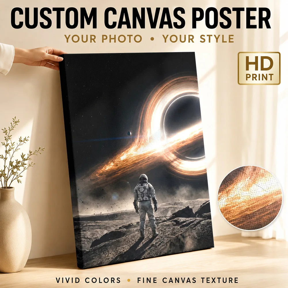Interstellar Astronaut Framed Canvas Print Poster Customized Vintage Movie Canvas Wall Art for Living Room Decor Ready to Hang