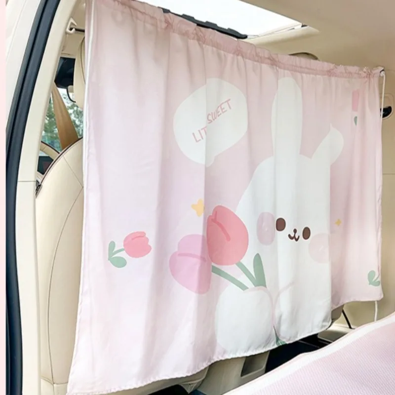 

Car Privacy Curtains Universal Car Divider Curtain Between Rear Seat Auto Blackout Push-Pull Anti-Peep Curtains Car Sun Shades