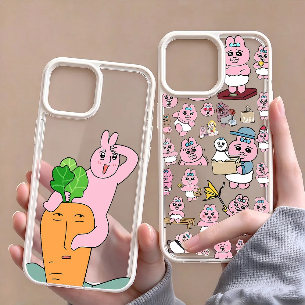 FunPink Rabbit Advanced Acrylic Clear Phone Case For iPhone 18 17 Air 16 E 15 14 13 12 11 Pro Max Plus Shockproof Simple Cover