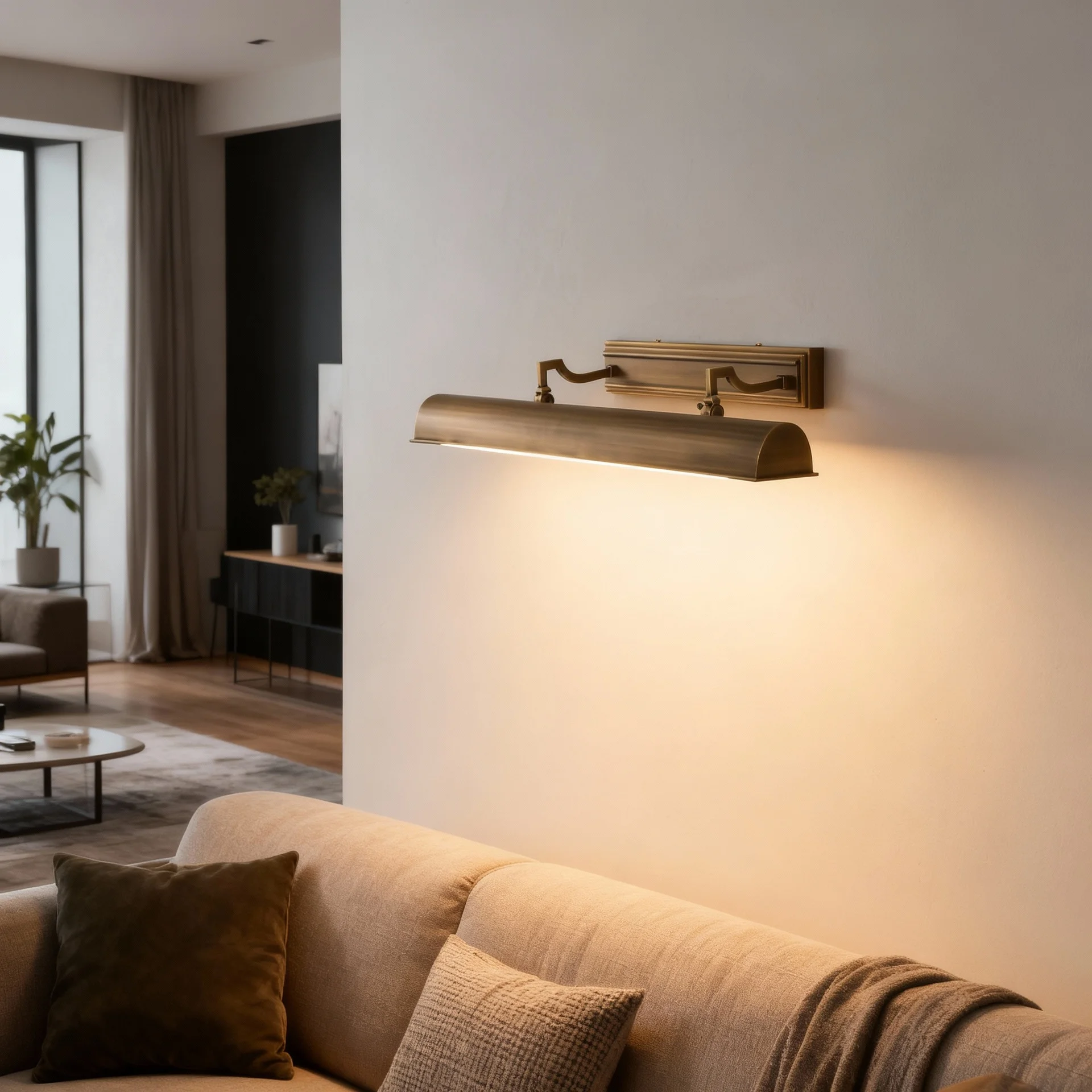 cross-border American vintage full copper mirror painting decorative wall lamp is suitable for living room showroom cabinets