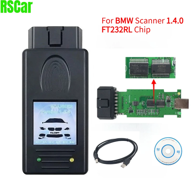 Novo para bmw scanner 1.4.0 scanner de diagnóstico obd2 leitor código para bmw 1.4 usb ferramenta diagnóstico automático interface diagnóstico usb