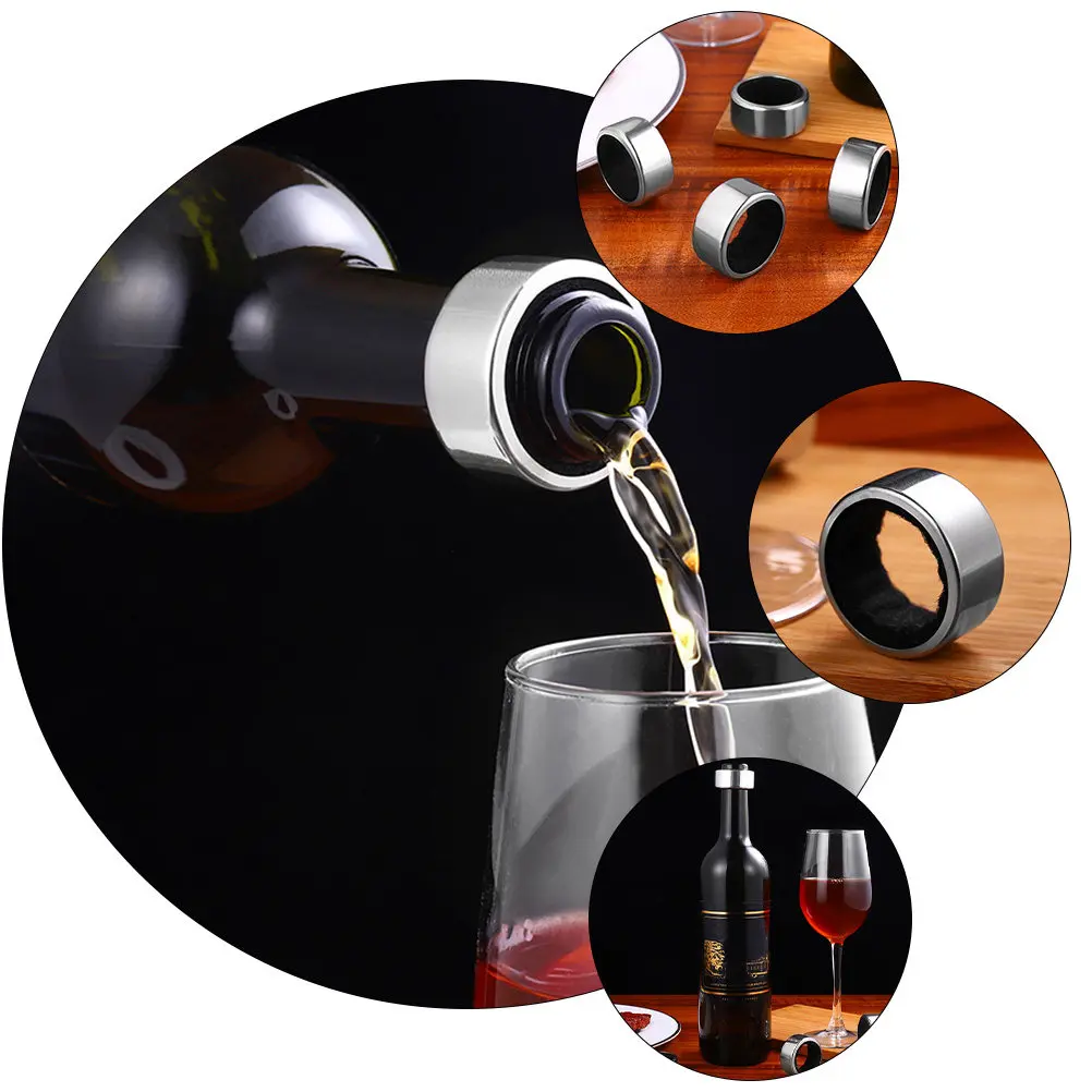 12Pcs Stainless Steel Wine Bottle Drip Collars with Absorbent Cloth Lining for Stain Protection Elegant Party Host Gift Wine