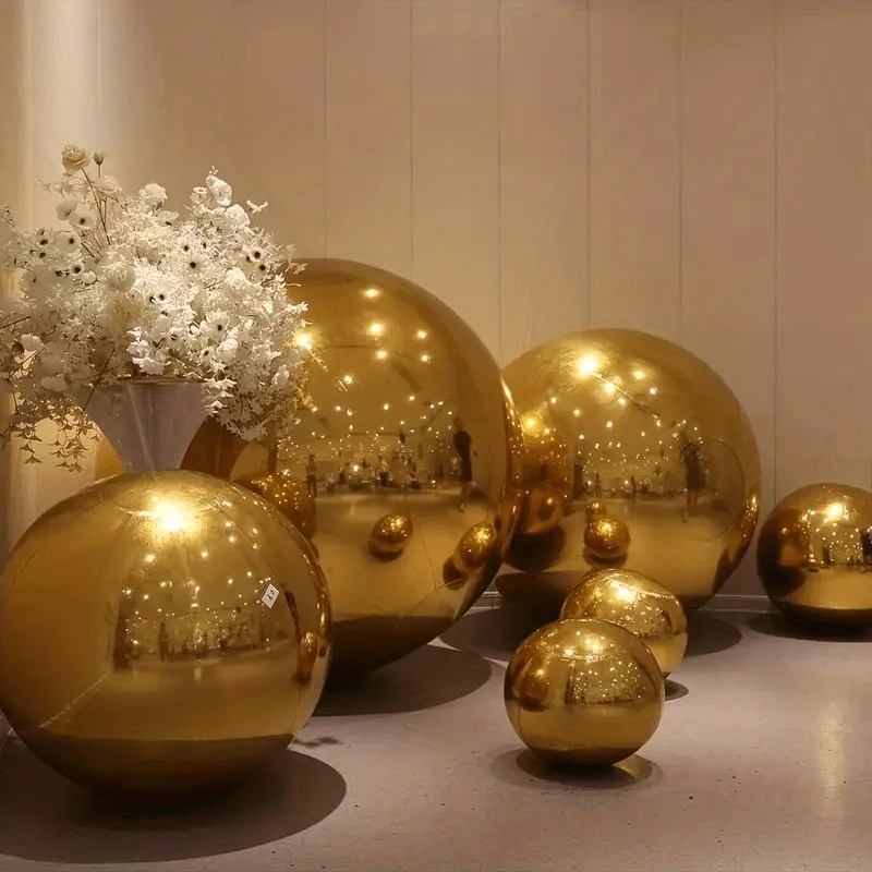 4 Stück goldene Spiegel-Disco-Ballons (10-32 Zoll). Wiederverwendbare 4D-Folienkugel mit Selbstversiegelung. Dekoration für Geburtstag, Weihnachten, Hochzeit, Party.