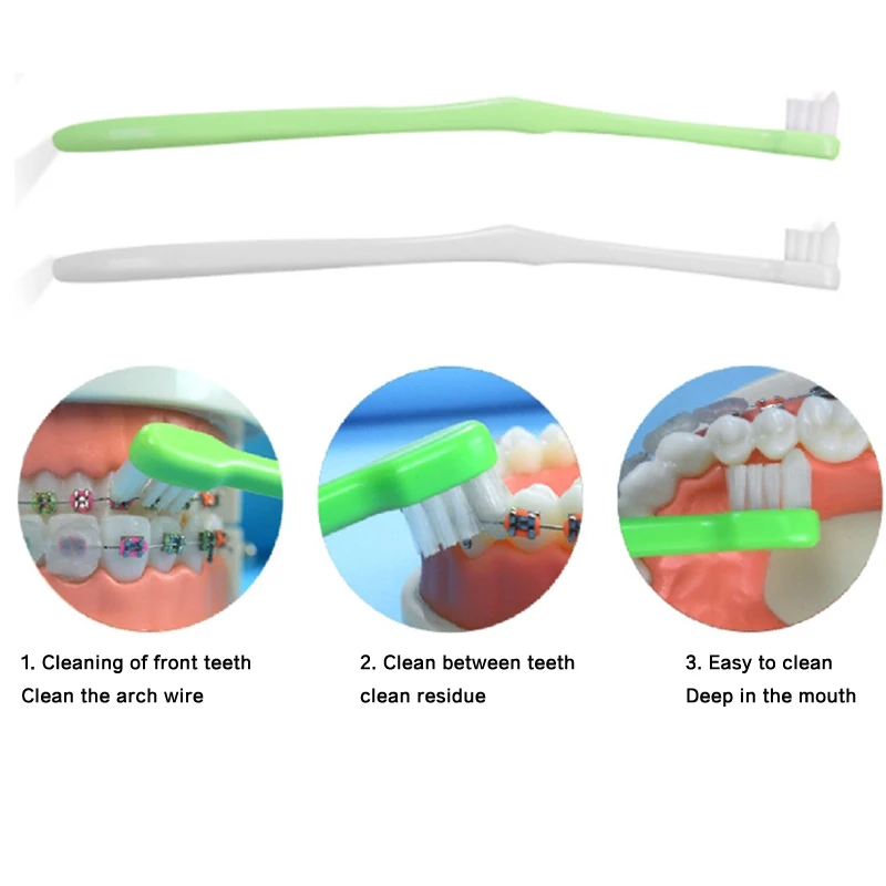 1 шт. однолучевая Ортодонтическая зубная щетка, межзубная щетка, мягкие щетки с щетиной, чистящие зубные щетки, межзубные щетки