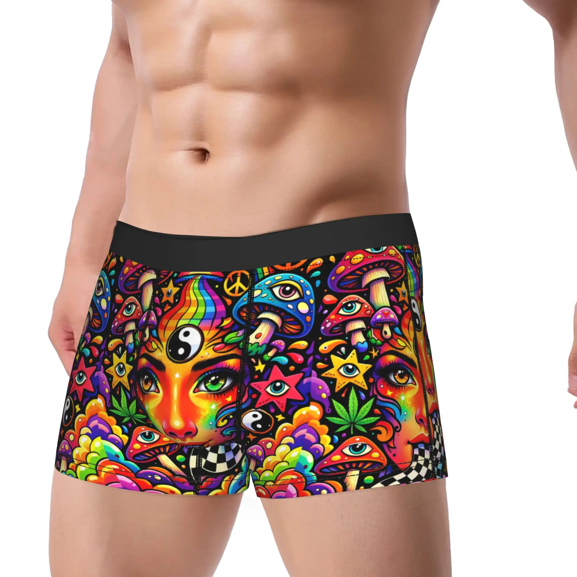 Hip Hop Retro Trippy Multi‑face Monster Boxer Brief  Underwear Quality Men Elastic Boxershorts Design Large Size Underpants