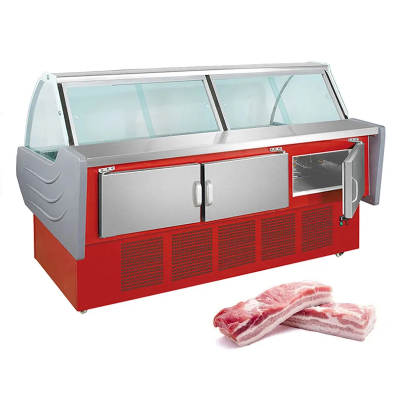 Supermarket Fresh Food Meat Deli Display Fridge Showcase Cabinet Meat Display Freezer