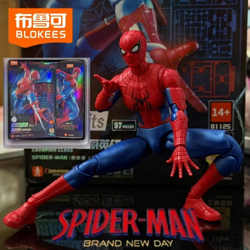 Blokees HOT Genuine Spider-Man Brand New Day 35-Joint Figure 15cm Full Accessories Desktop Premium Collect Gift Marvel Fans
