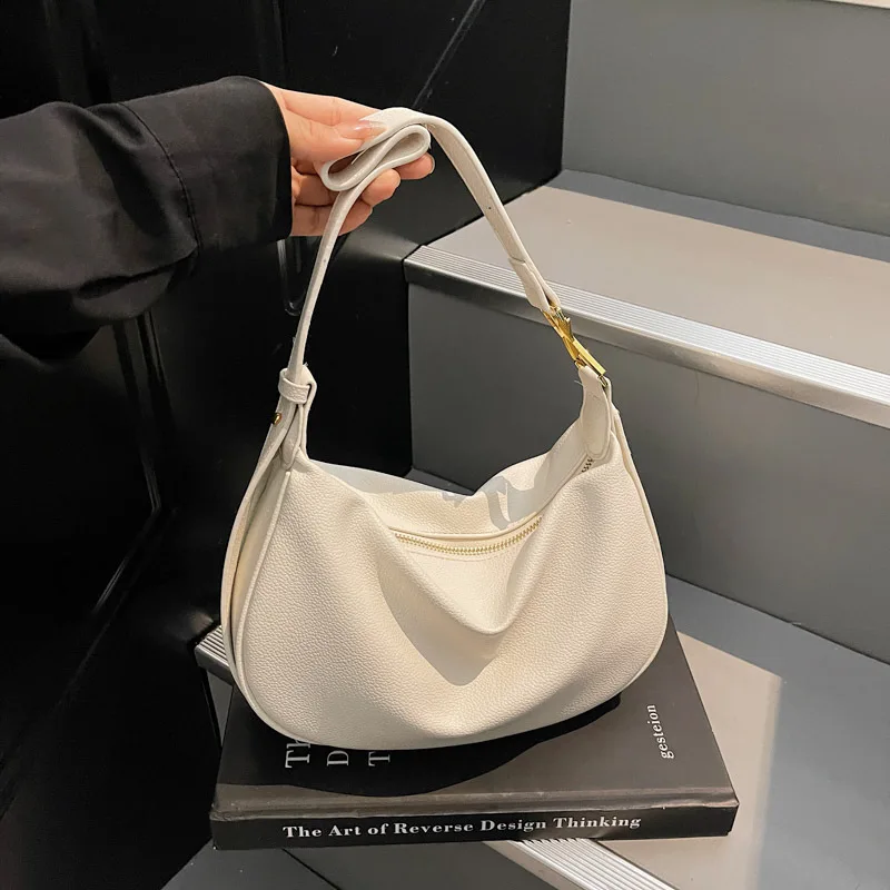 

2025 White Dumpling Bag, Summer Commuter Purse for Women, Niche Shoulder Crossbody, Luxe Day to Night Tote, Textured Sling Bag